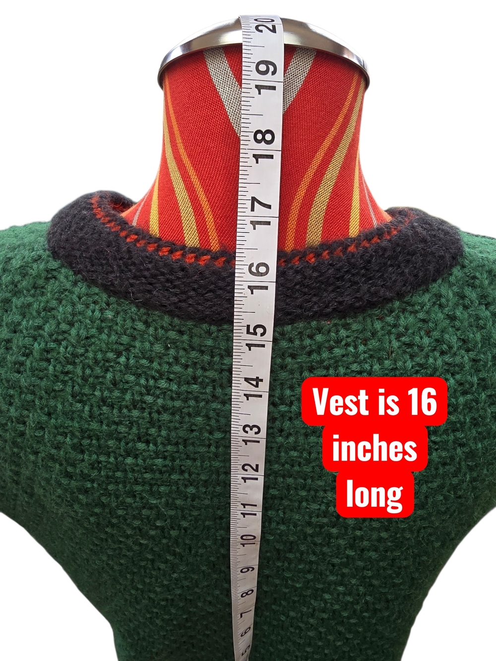 Austrian Trachten Tyrolean Wool Handknit Green Vest Waist Coat - Picture 6 of 12